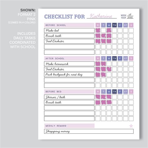 Printable Chore Checklist for Kids & Adults, 3 Designs, Responsibility ...