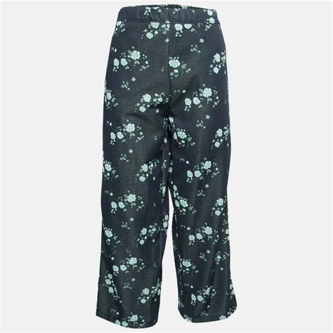 Kenzo Navy Blue Floral Embroidered Side Logo Tape Pants Xl Kenzo The