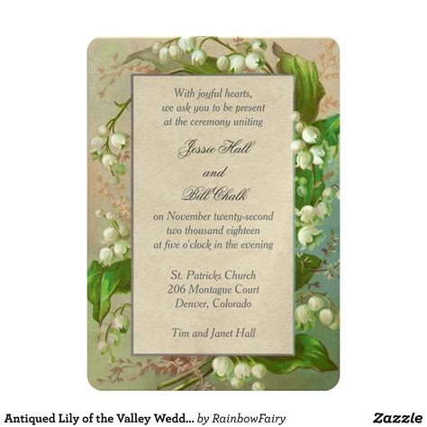 Antiqued Lily Of The Valley Wedding Invitations Lily Of The Valley