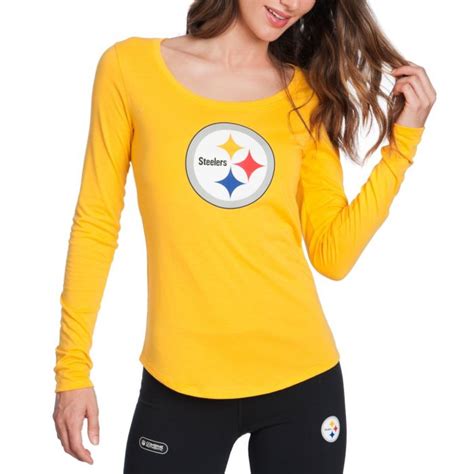 Pittsburgh Steelers Nike Womens Primary Logo Long Sleeve Gold T Shirt