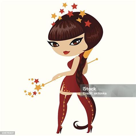 Peri Dengan Tongkat Ajaib Dalam Gaya Pinup Ilustrasi Stok - Unduh ...