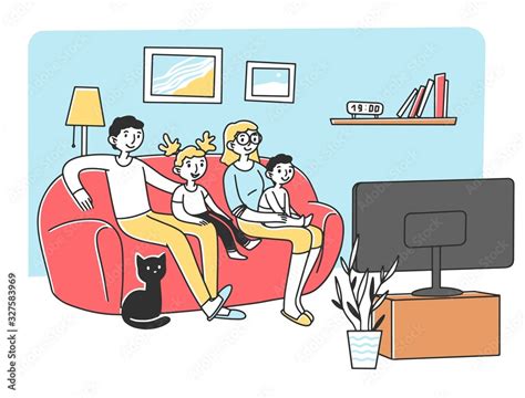 cartoon family watching tv