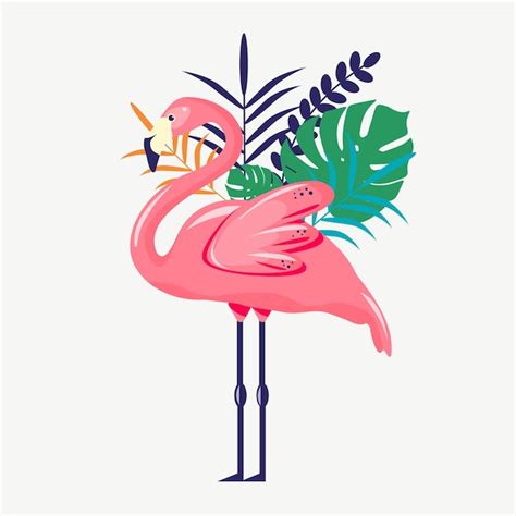 Flamingo ilustração de fundo triopical Vetor Premium