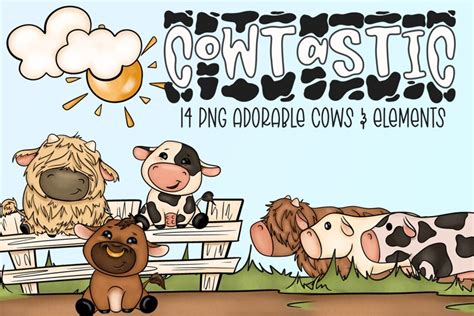 Cowtastic 14 Png Adorable Cows And Elements Cow Illustrations