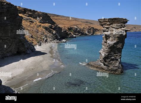 grias pidima beach greece cyclades islands andros island stock photo