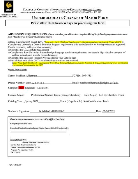 CCIE Change of Major Form 2019 copy - UNDERGRADUATE ADVISING COLLEGE OF ...