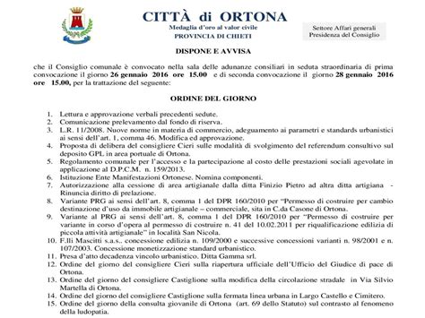 Convocazione Del Consiglio Comunale