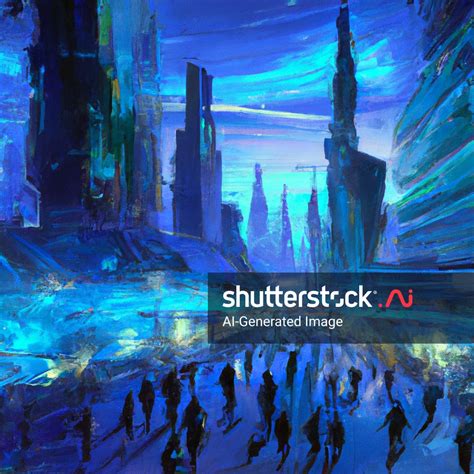 Futuristic City Lots People Walking Digital AI-generated image ...