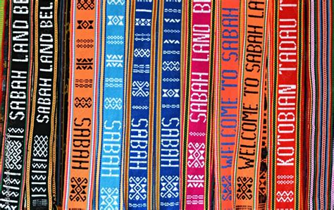 colorful sabahan weaving crafts works  background stock photo