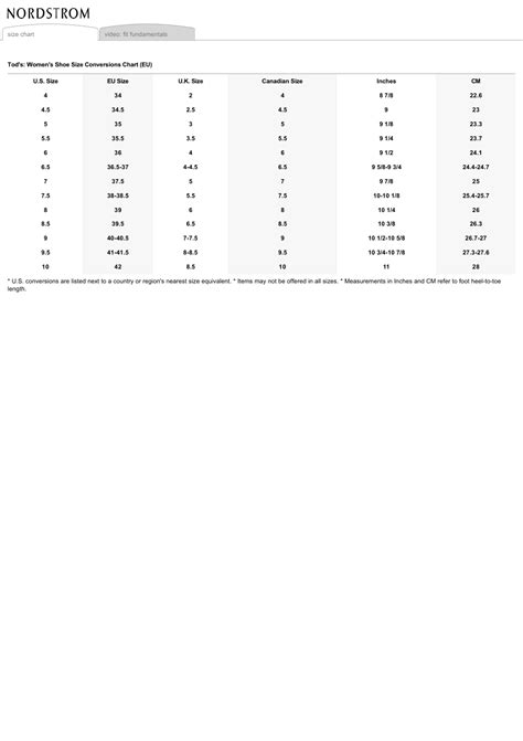 Women S Shoe Size Conversions Chart Eu Tod S Download Printable Pdf Templateroller