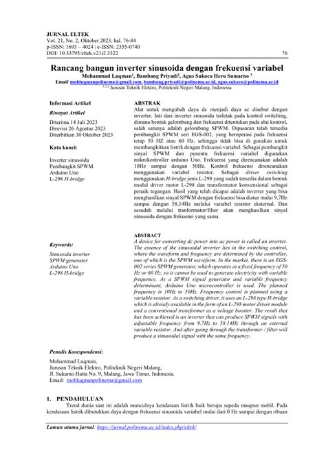 (PDF) Rancang bangun inverter sinusoida dengan frekuensi variabel