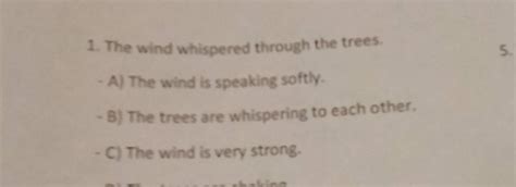 The wind whispered through the trees. A) The wind is speaking softly. B)