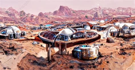 colony  mars conceptual illustration stock image