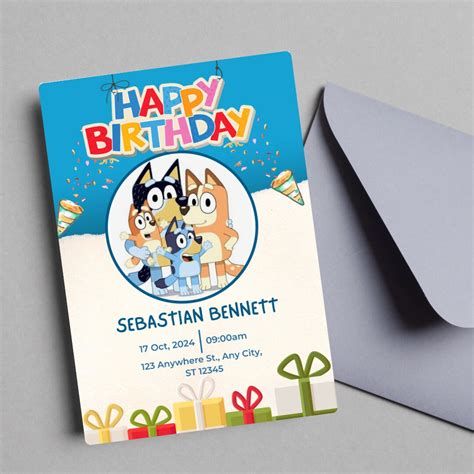 Bluey Birthday Invitation Editable Digital Download Bluey Party