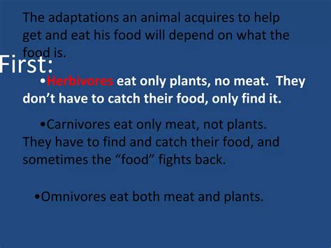 Adaptations for getting and chomping food (teach) | PPT