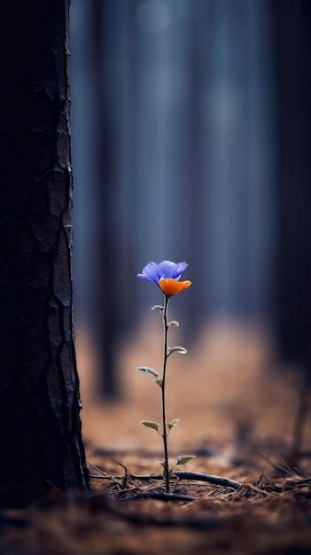 Premium Photo | Lonely blue flower forest peaceful landscape freedom scene beautiful nature ...