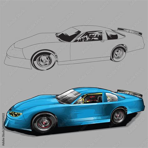 blue drag race racing car isolated in gray background for business ...