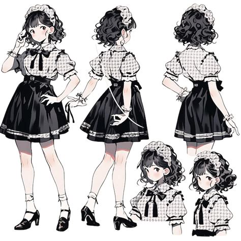 Premium Photo Anime Concept Female Petite Maid Outfit Black And White