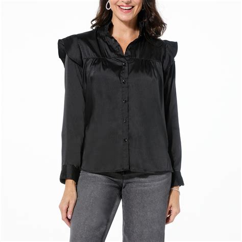 Curations x Amy Morrison Silky Ruffle Button-Front Blouse | HSN