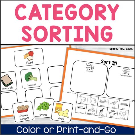 category sorting categories speech therapy activities preschool