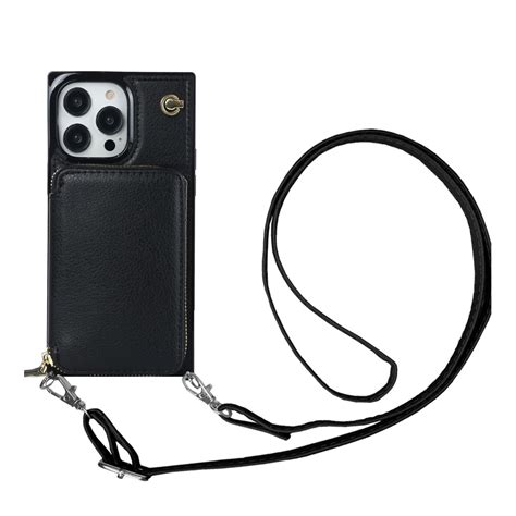 iPhone 14 Pro Max Necklace Leder Hülle Schwarz