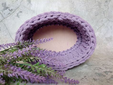 Вязаная корзинка из шнура (малая) в интернет-магазине Ярмарка Мастеров ...