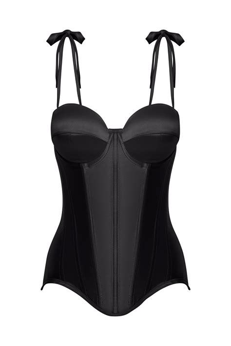 Black Satin Corset Top, Steel Bones Custom Corset Tops, Removable Stra