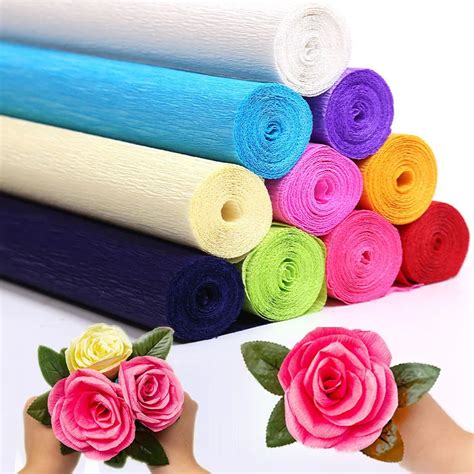 X Cm Colored Crepe Paper Roll Origami Crinkled Crepe Paper Craft