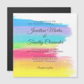 Bright Rainbow Modern LGBTQ Cheerful Gay Wedding Magnetic Invitation Zazzle