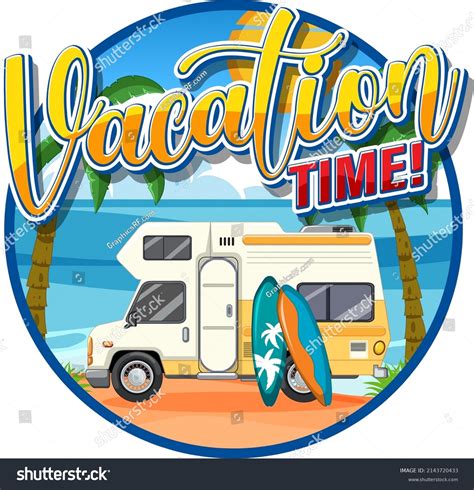 Summer Travel Vacation Logo Concept Motorhome Stock Vector Royalty