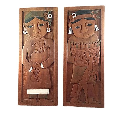 Vintage Hand Carved Wooden Folk Art Wall Hanging Wood Art