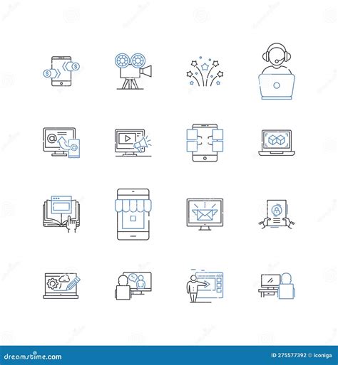 Mobile Marketing Line Icons Collection. SMS, QR Codes, Location-based