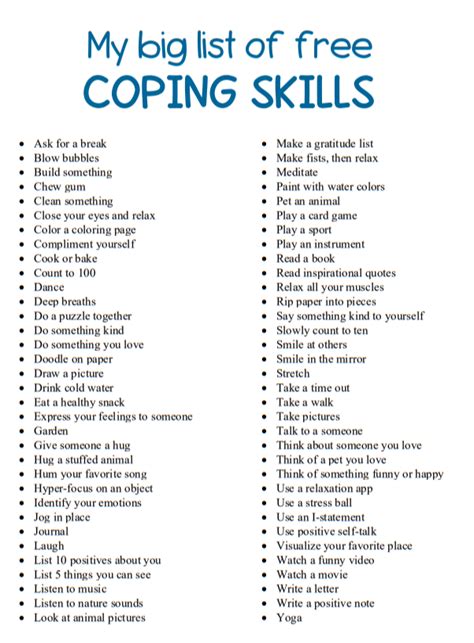 Coping Skills For Adults Pdis Social Work Resource Guide