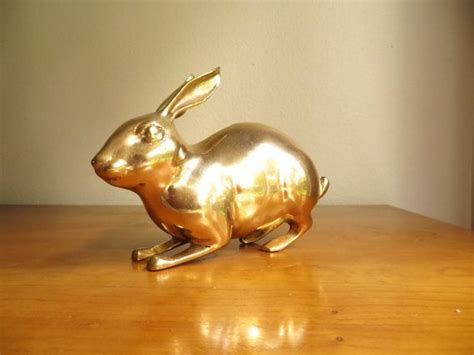 Vintage Brass Rabbit Figurine Gold Bunny Statue Gold Rabbit Etsy