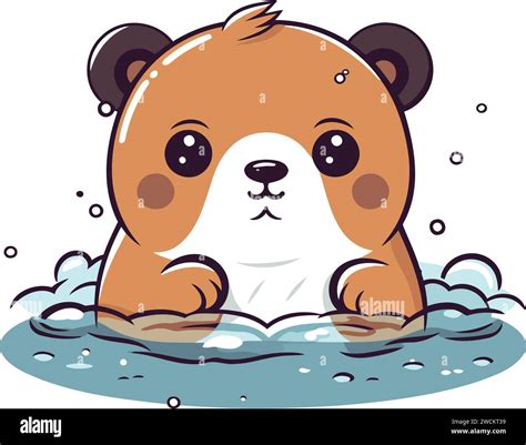 Cute cartoon hamster swimming in the water. Vector illustration Stock Vector Image & Art - Alamy