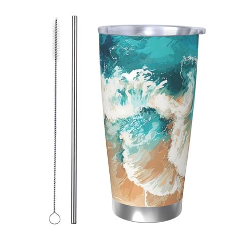 Fotbe Ocean Wave Crash Pattern 20 oz Tumbler Stainless Steel Vacuum