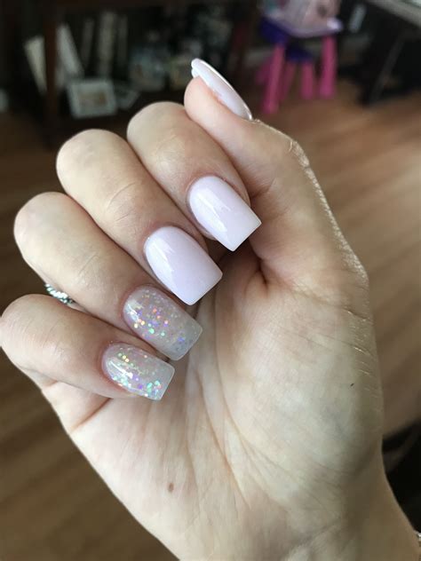Short Squared Acrylic Nails Glittery Nails Nude Love My Nails