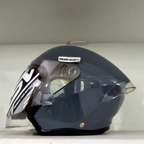 Jual Helm Half Face RSV NEW WINDTAIL Solid Platinum Grey Shopee Indonesia