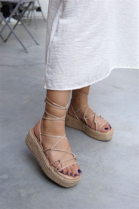 LAMİNTA Glad Nude Hasır Detaylı Bağlamalı Sandalet Fiyatı Yorumları