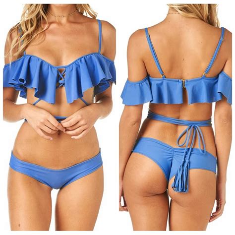 2018 Brazilian Bikini Set Ruffle Swimwear Female Push Up Women Swimsuit