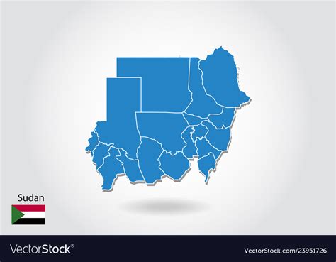 Sudan Map Design With D Style Blue Royalty Free Vector