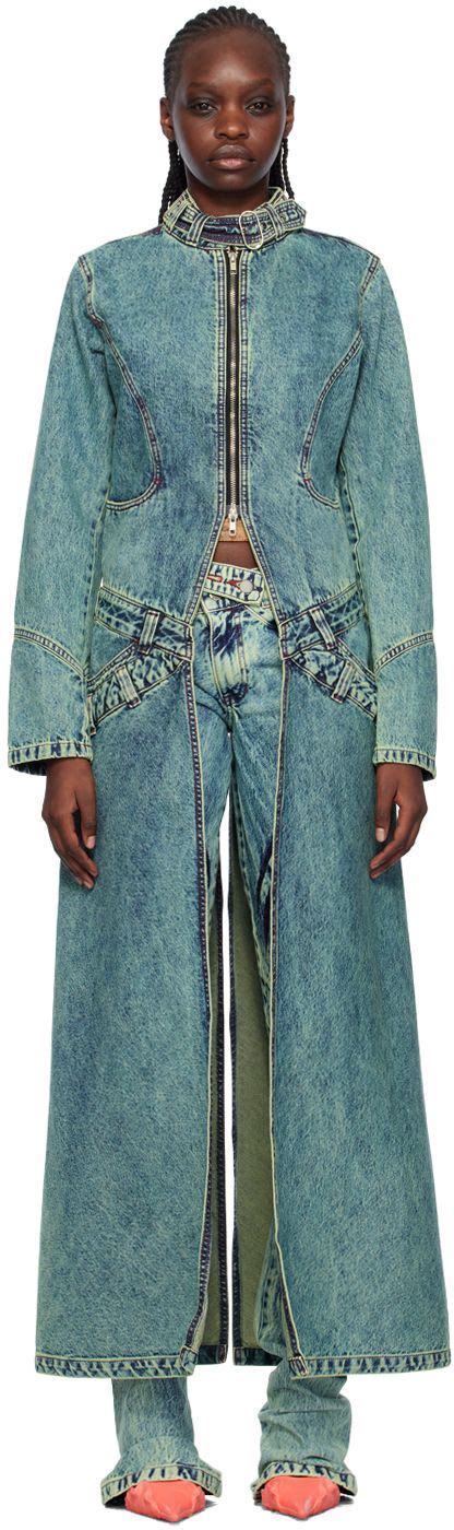 Masha Popova Ssense Exclusive Blue Denim Coat In Blue Denim