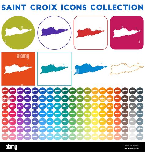 Saint Croix Icons Collection Bright Colourful Trendy Map Icons Modern