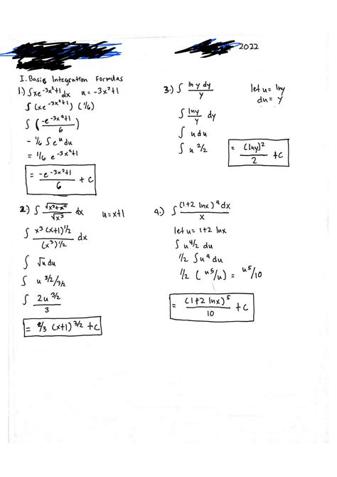 solution basic integral formula  studypool
