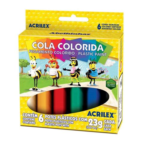 Cola Colorida 6 Cores Acrilex 23g - Colas - Magazine Luiza