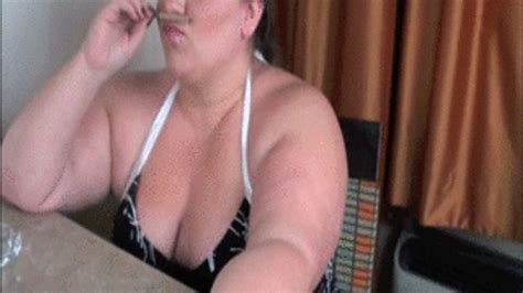 BBW Bella Bendz Is Smoking At The Table And Takes Her Tits Outs While Puffing On The Cigarette