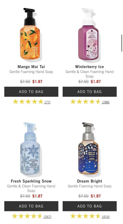 BBW Added More Soaps Online R Bathandbodyworks