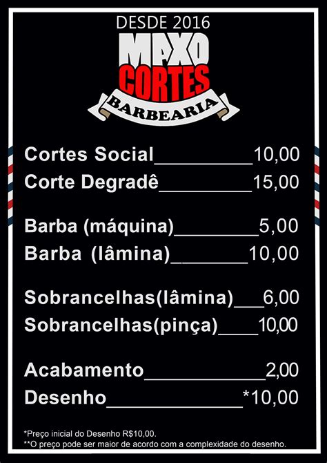 Tabela De Valores Barbearia - RETOEDU