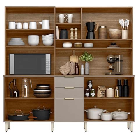 Armário de Cozinha 10 Pts 2 Gav Amendoa Nude Demóbile Millena