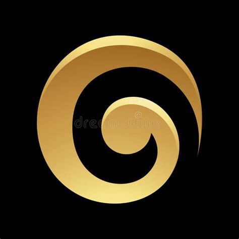 Golden Abstract Swirly Circle Icon On Black Background Stock Vector